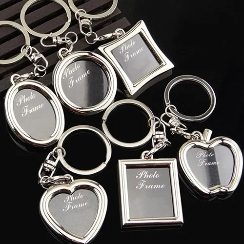 

Creative Mini Heart Square Round Oval Insert Photo Frame Rotary Keychain Keyring