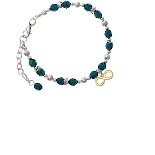 Goldtone Medium Infinity Sign Navy Blue Beaded Bracelet