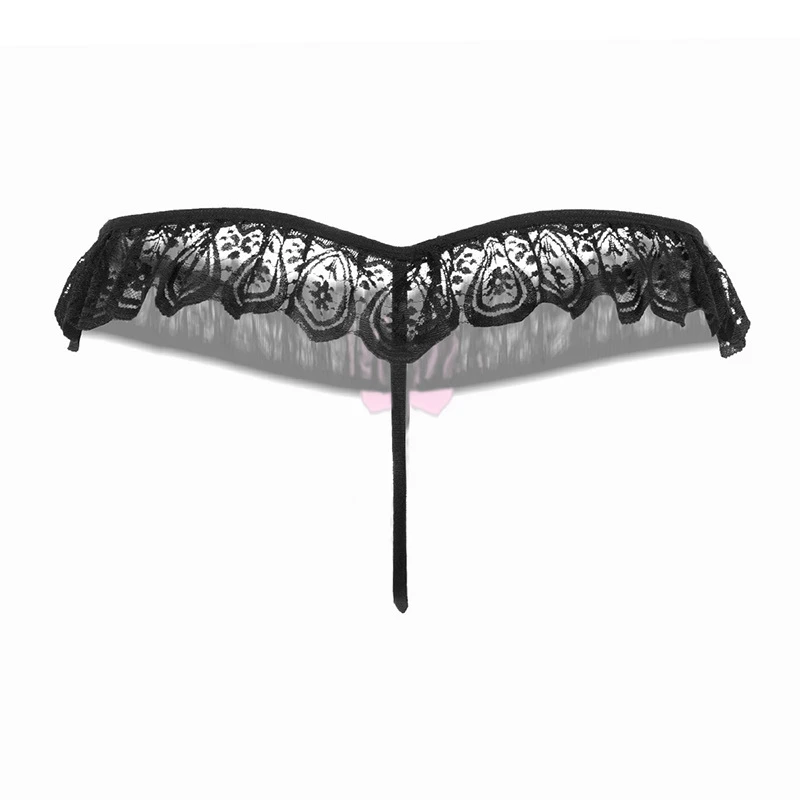 Sexy Underwear Lace Bow Briefs With Pearls Women Thongs And G Strings Tangas Women Sexy Panties Erotic Transparent Panties (5)