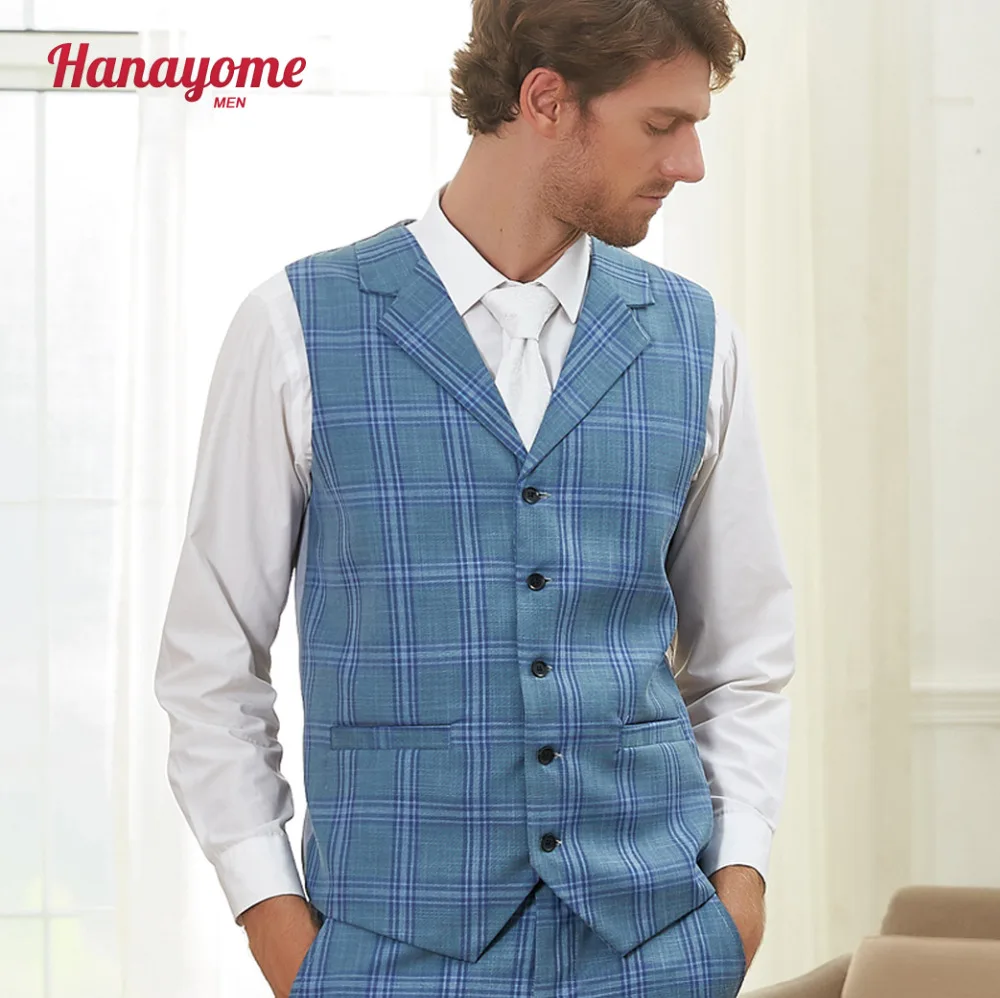Men's Vest Business Regular Fit Checked Suit Waistcoat Single Breasted Adjustable Plus Size Gilet Blazer Waistcoats SI124