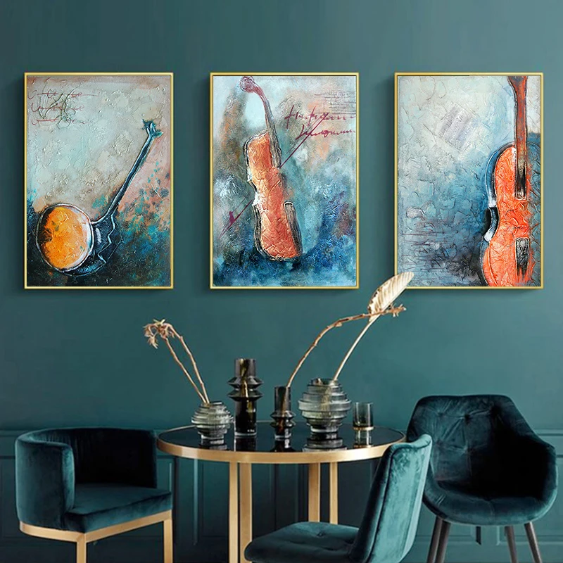 

Abstract Color Musical Instrument Violin Canvas Painting Art Print Poster Picture Wall Living Room Modern Minimalist Decoration