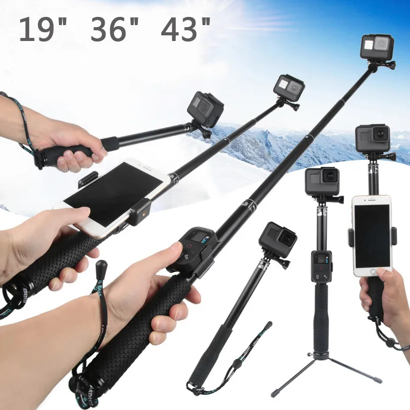 Легкая раздвижная селфи-палка ручной монопод для Gopro Hero 8 7 6 5 YI 4k SJCAM DJI Osmo комплект