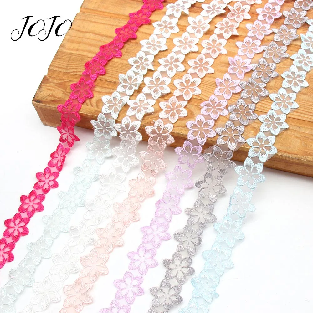 

JOJO BOWS 2y Organza Lace Ribbon For Crafts Flower Pattern Trim Lace Fabric For Needlework DIY Crafts Supplies Garment Sewing