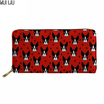 

Clutch Women Wallets Rfid Long Purse Wallet Female Fashion Boston Terrier Pattern Ladies Coin Pocket Girls Money Bag 2017