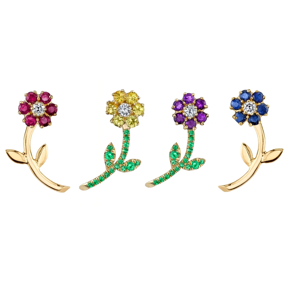 Новое поступление, весенние дизайнерские ювелирные изделия, наполненные золотом, желтые, фиолетовые, цветочные листья, романтические вечерние, подарок для девушки, Двухсторонние серьги