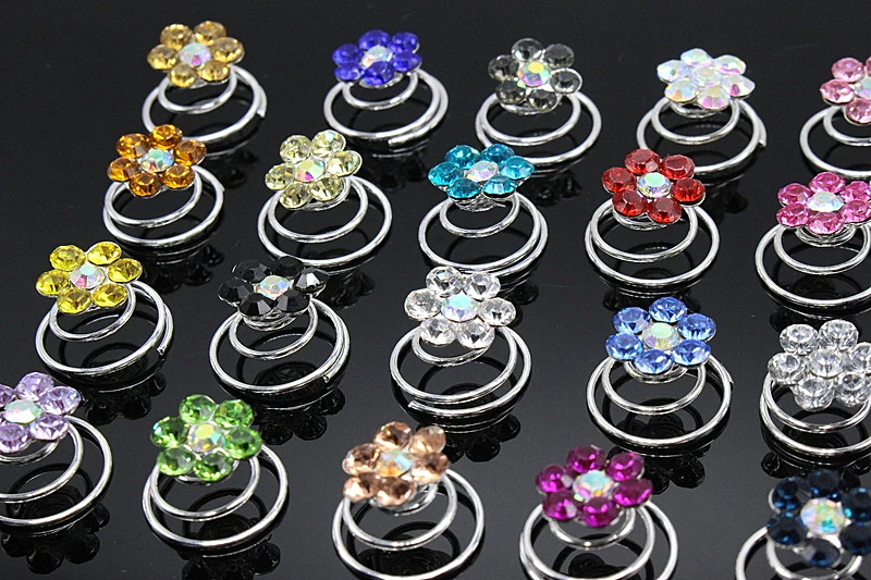 Hair 5 Pc Wom Crystal Bridal Hair Spin Pins Twists Coils Flower