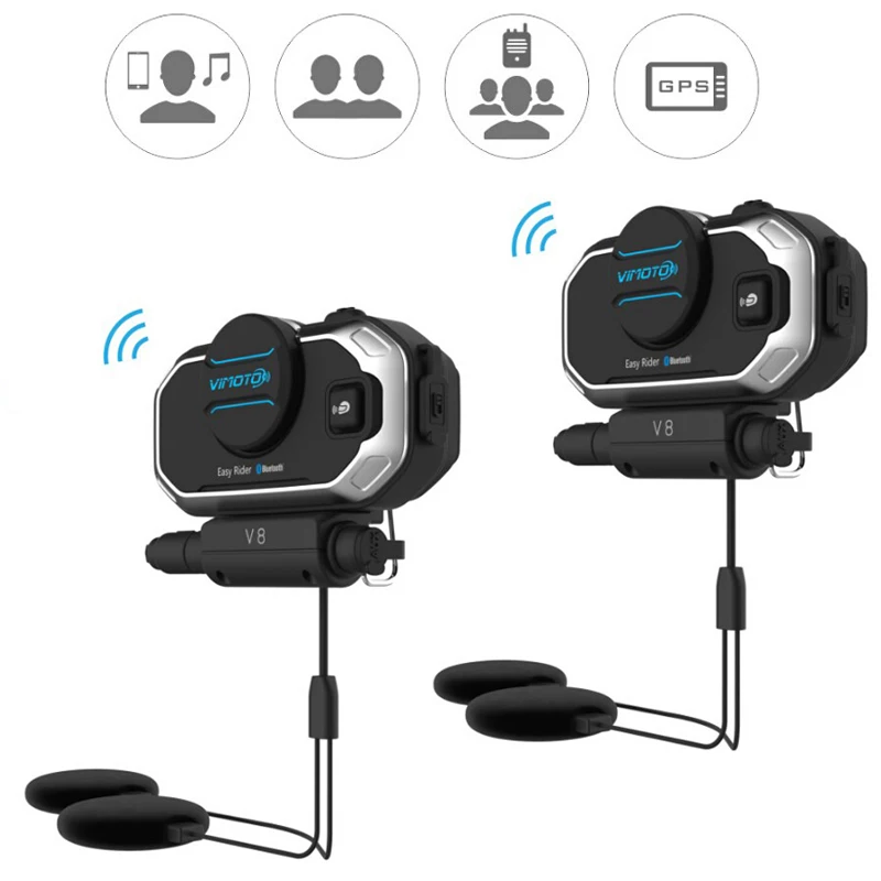 Bluetooth гарнитура для шлема Easy Rider Vimoto V8 мотоцикла стереонаушники телефона и GPS