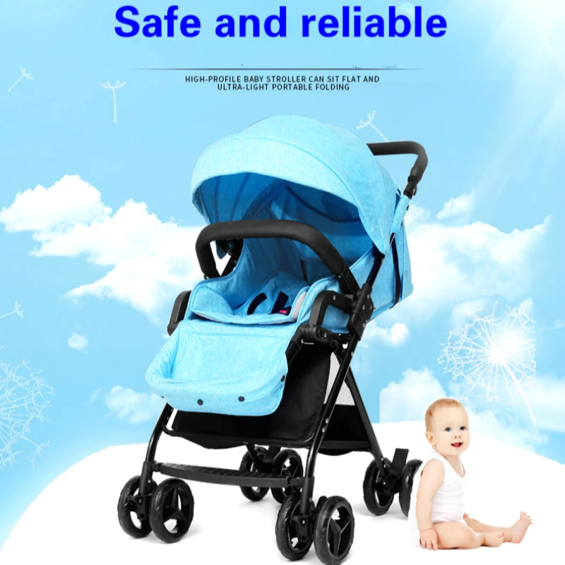 New fashion beautiful colourfu high-profile baby carts safe  lightweight multi-functional folding can sit and lie stroller