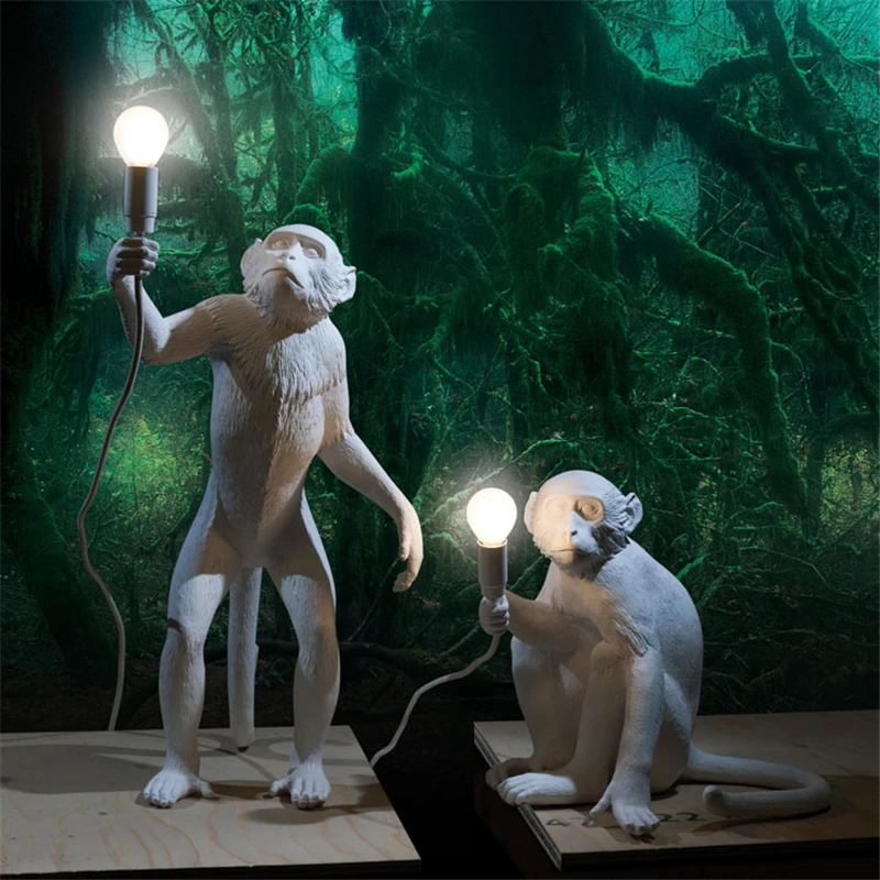 ELETTI Black Monkey Hanglamp Modern Led Wall Decor Home Deco Hemp Rope Industrial Retro Pendant Lights Living Room Hanging Lamps