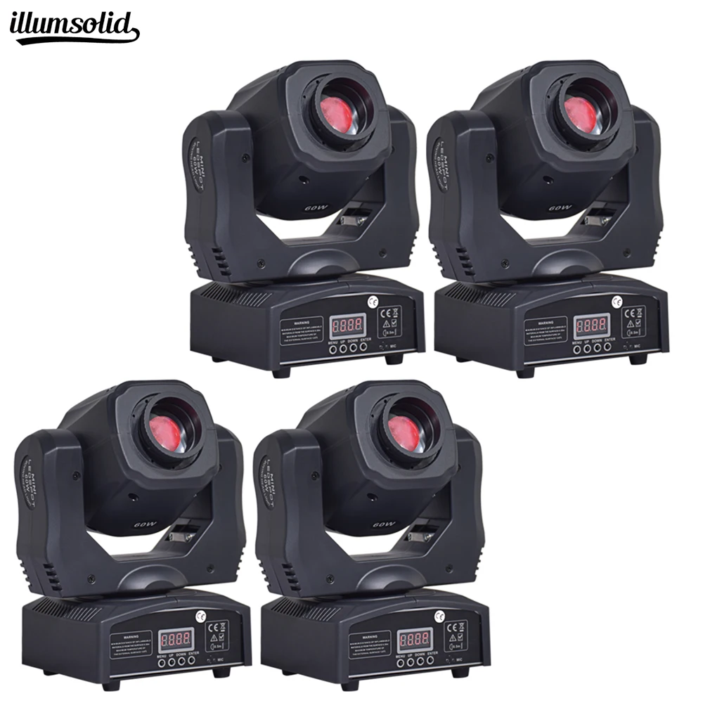 4Pcs Mini 60w Moving Head Light Dmx DJ Equipment GOBO Stage Effect Spotlight For Disco Lighting