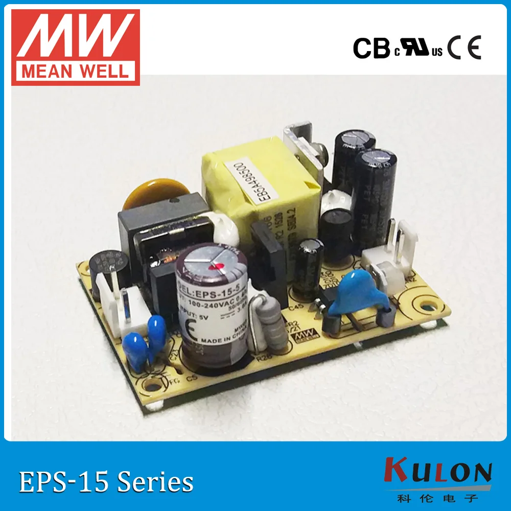 Kopen Meanwell EPS 15 enkele output PSU open frame ac dc Voeding 15 w 3.3 v 5 v 7.5 v 12 v 15 v 24 v 27 v 36 v 48 v 1A 2A 3A mini maat