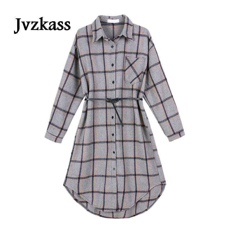 

Jvzkass 2018 new women's spring Korean version of the long section of the first love retro lattice care machine dress tide Z156