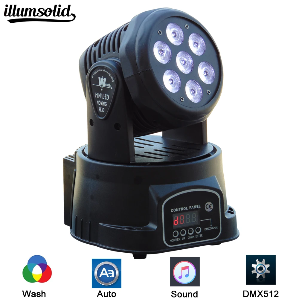 Led Moving Head DMX Wash 7x12 Вт мини музыкальный звуковой светильник для сцены