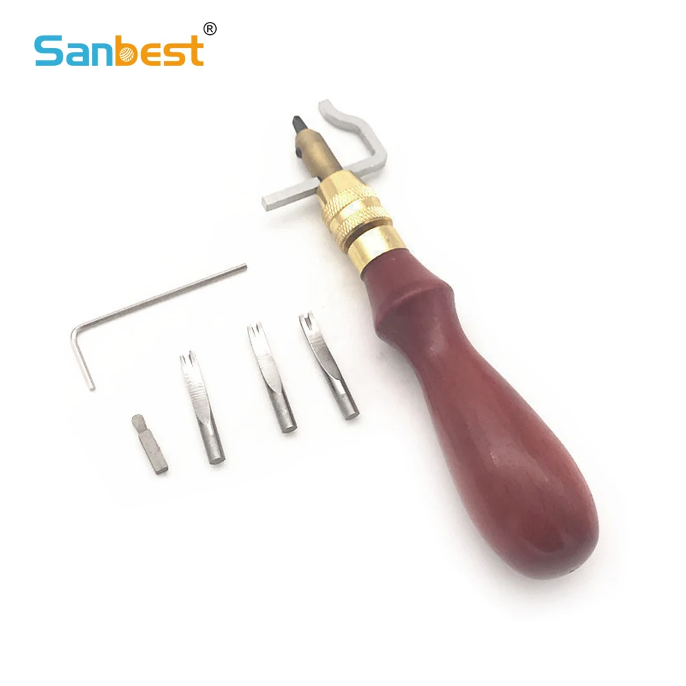 

Sanbest DIY Craft Edge Press Kit Leather Craft Stitching Adjustable Crease Leather Processing Tool Accessories Set AT00001