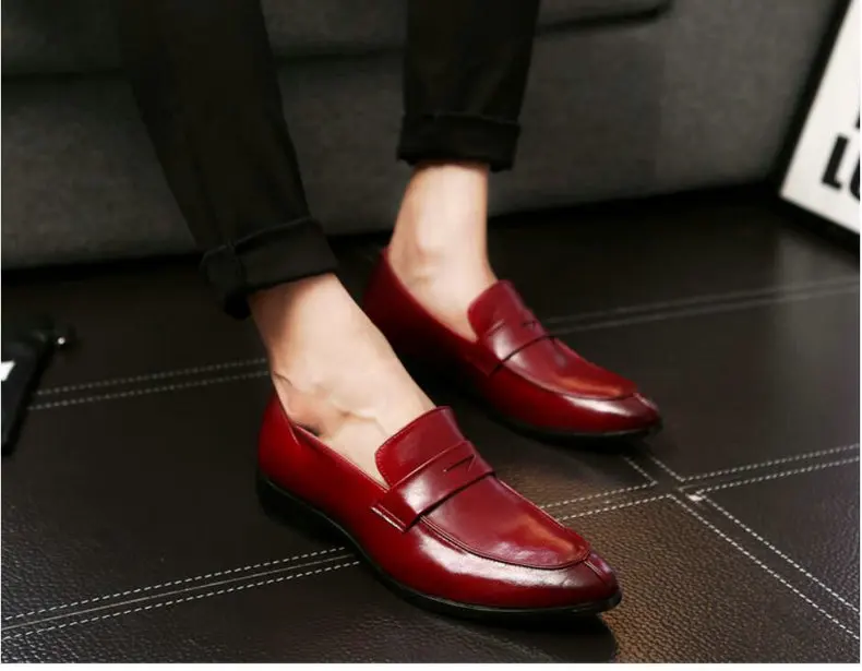 Men's Casual Shoes' Men Shoes Black Pu Leather Slip-On Men Shoes 2018 Classic Mens Loafers Mens Loafers Leather Plus Size 46 48 (1)