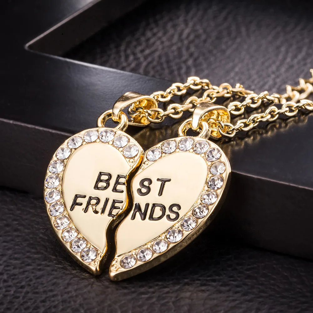 

Fashion Charms Fine 2Pcs Best Friend Unisex Mens Womens Heart Pendant Necklace Jewelry Chain Floating Charms For M2