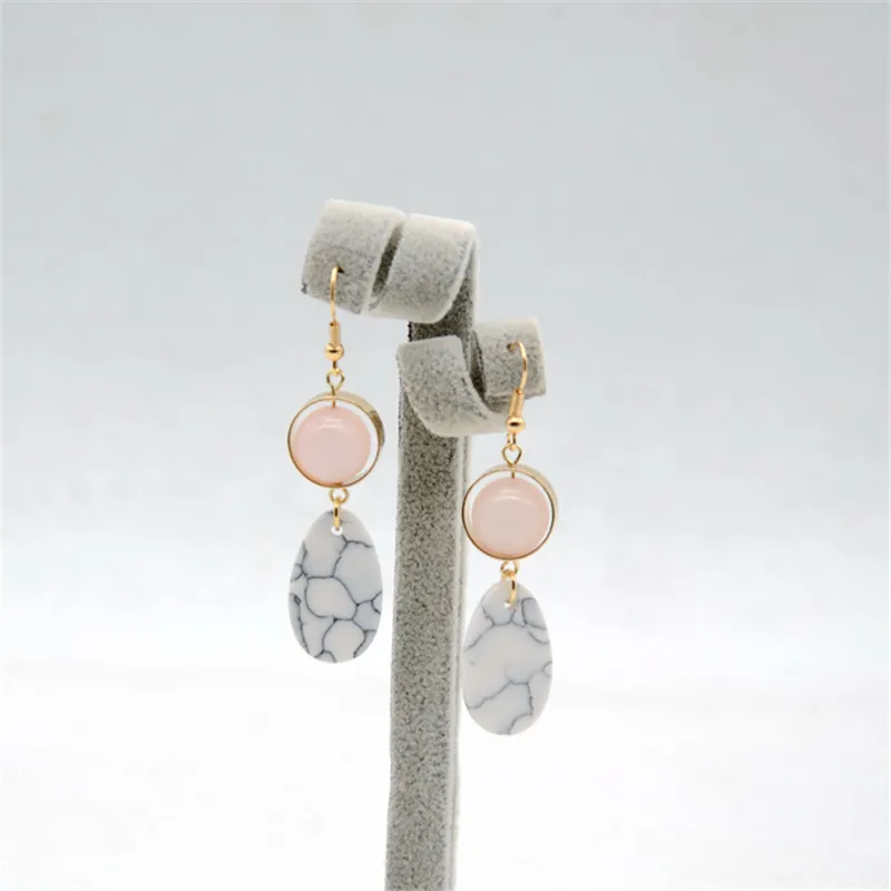 

2017 free shipping fashion new ladies jewelry Copper ring combination of synthetic stone pendant zinc alloy wild earrings female