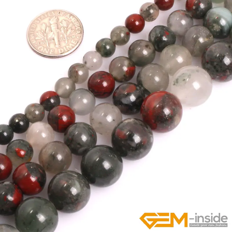 

AAA Grade Africa BloodStone Round Beads For Jewelry Making Strand 15 inch DIY Bracelet Necklace Jewelry Bead 6mm 8mm 10mm 12mm
