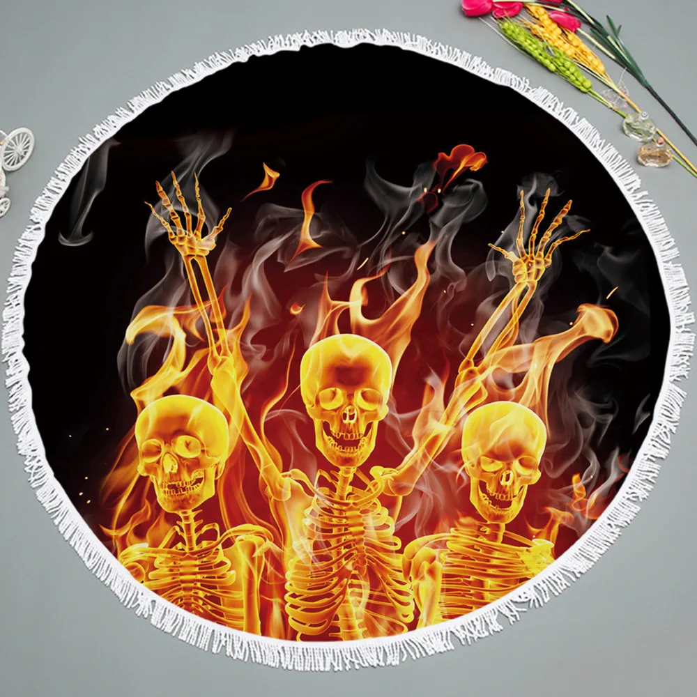 

Women Large Bath Towel for Beach Thick Round 3d Sugar Skull Printed Beach Towel Camping mat Pool Towel Tapestry Flower Yoga Mat