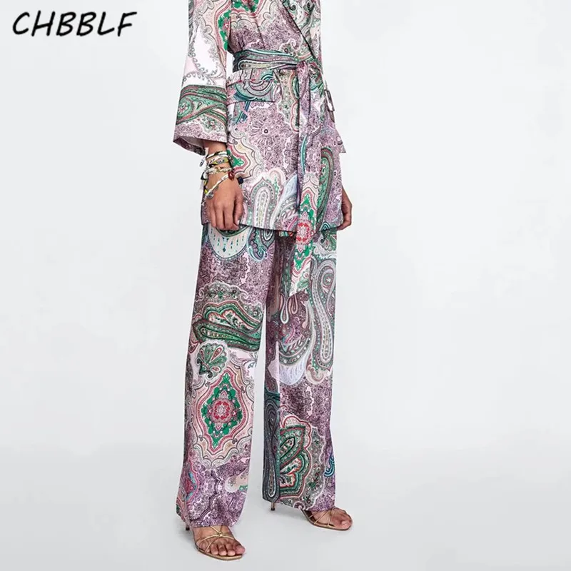CHBBLF для женщин Винтаж Пейсли печати брюки для девочек эластичный пояс Женские повседневные длинные mujer POP1224