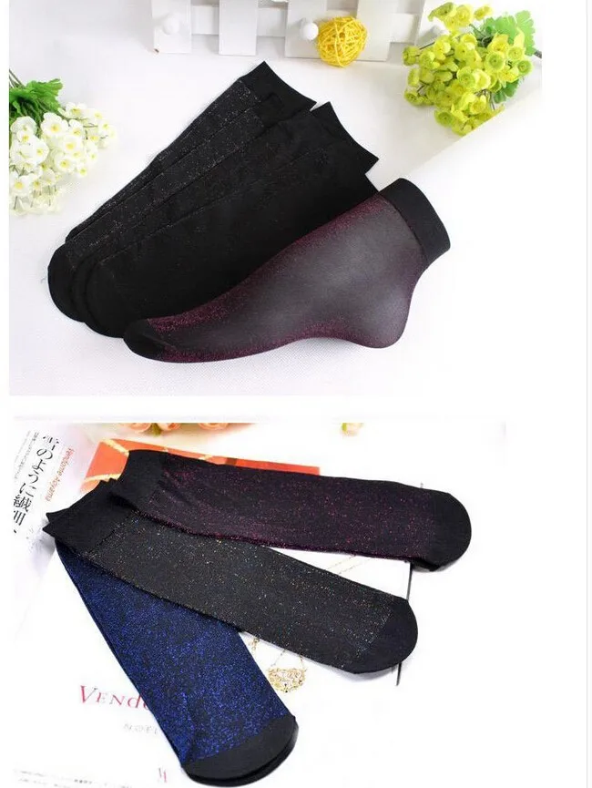 Новые носки серебряные шелковые женские шелковые носки сексуальные летние носки прозрачные носки