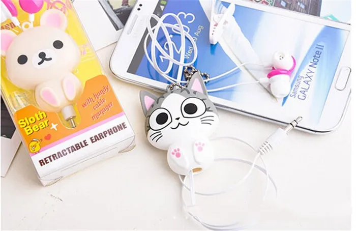 Chiclits Cute In-Ear Earphones Cartoon Panda Cheese Cat Chi Sweet Home Headphones Retractable Automatic Headphones for Iphone Android (9)