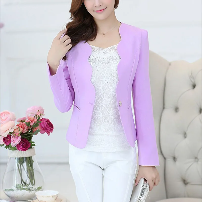 Single button Ladies OL Casul elegant Slim Blazer Coat Solid Long Sleeve Ladies Blazer Work Wear Women Suit jacket Autumn 2019