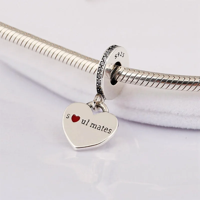 

2019 Hot Sale Fits Charm Bracelet DIY Women's Jewelry Party Gift 925 Sterling Silver Bracelet English Epoxy Love Pendant