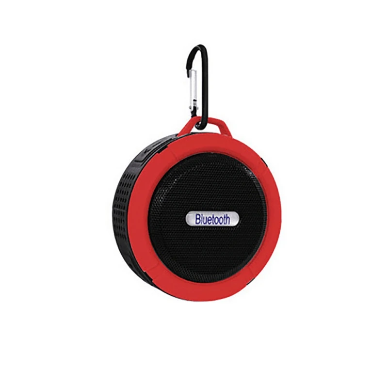 Небольшой музыкальный динамик для Bluetooth, портативный водонепроницаемый пыленепроницаемый беспроводной наружный звуковой ящик сабвуфер с присоской карабин - Цвет: Красный