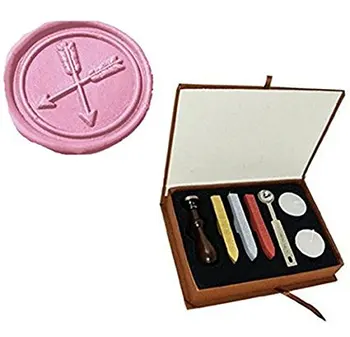 

Vintage Double Arrow Cross Picture Logo Wedding Invitation Wax Seal Sealing Stamp Sticks Spoon Gift Box Set Kit