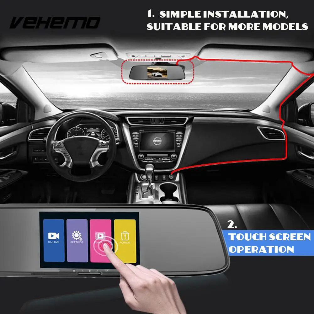 Vehemo 1080 P видео Регистраторы автомобильные регистраторы Премиум Ночное видение вождения Регистраторы обнаружения движения видеокамеры