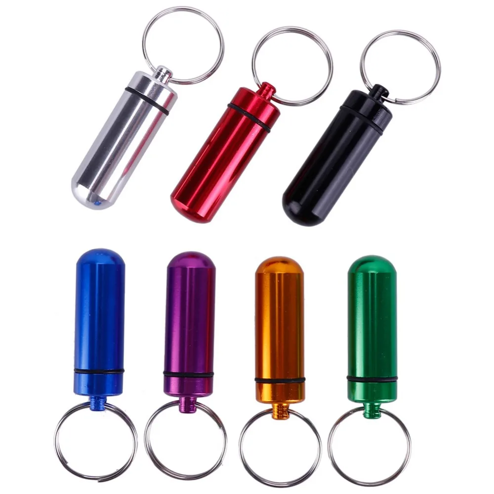 

5PCS/Lot Waterproof Aluminum Pill Box Medicine Case Container Bottle Holder Keychain Outdoor Pill Case Pillbox Portable #273518