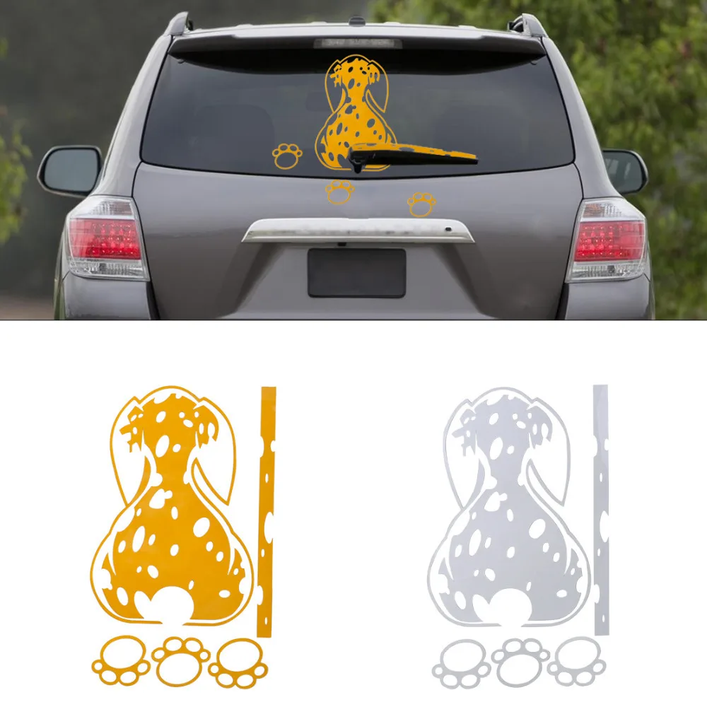 Wagging Dalmatians Sticker Car Windshield Wiper Dog With Tail Funny Vinyl Decal