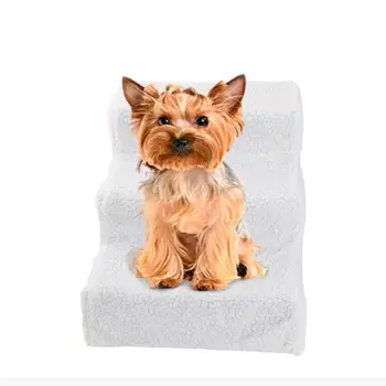 

Soft Portable Cat Dog 3 Steps Ramp Small Climb Pet Step Stairs White E5M1