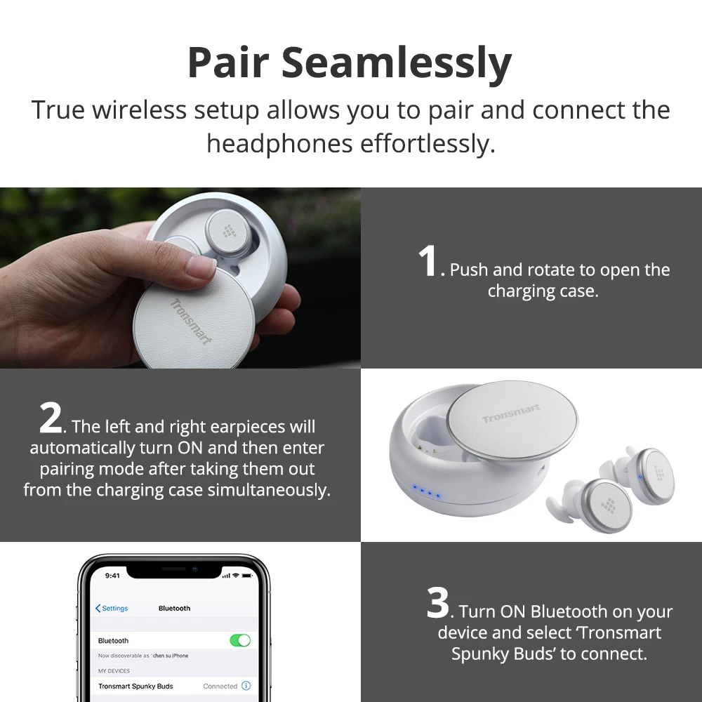 Tronsmart Encore Spunky Buds беспроводные наушники Bluetooth 5 0 TWS Siri Assistant IPX5 водонепроницаемые