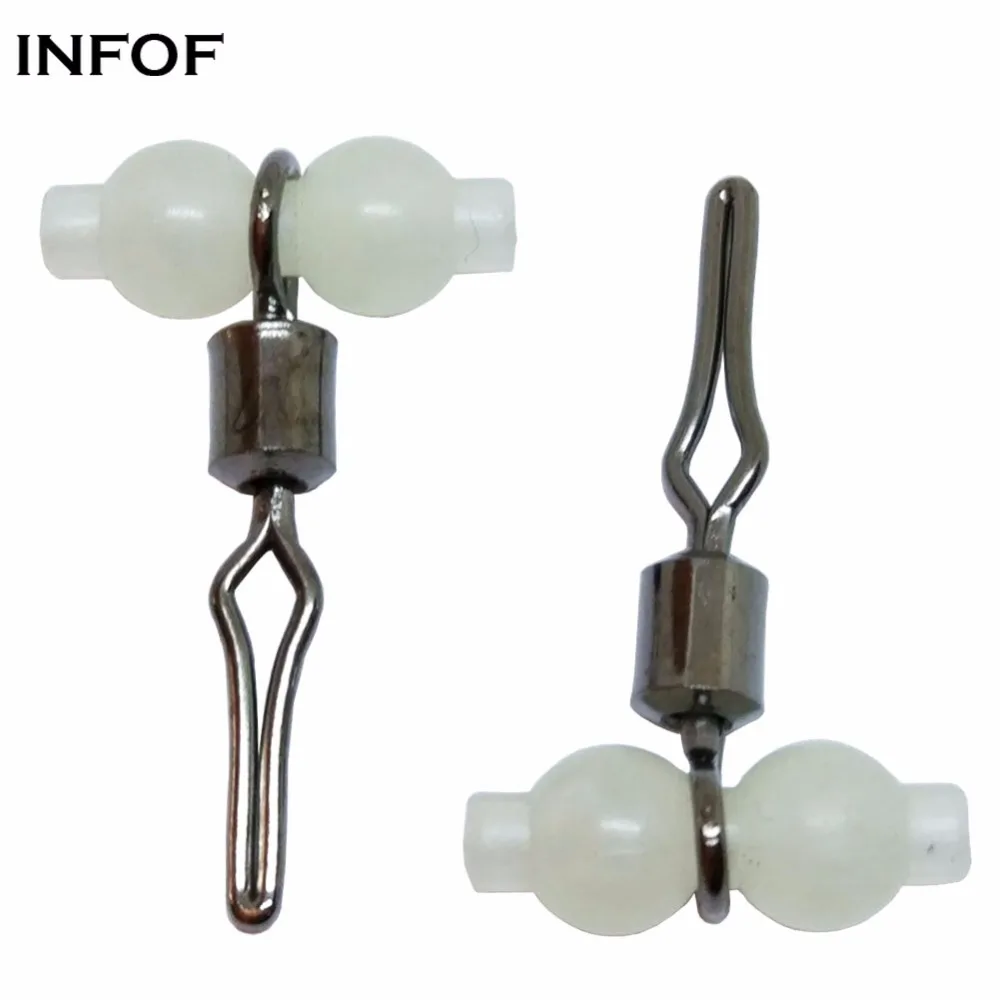 INFOF 100pcs/lot Luminous Fishing Swivels with Side Line Clip Quick