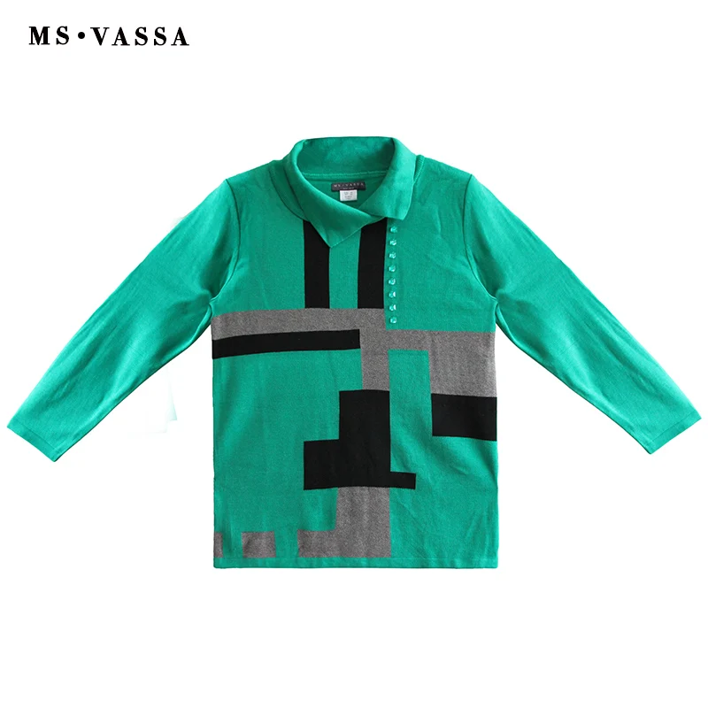 MS VASSA Women Sweaters 2018 New Autumn High-Neck Pullovers Ladies Long Sleeve Stylish Jumpers Winter Oversized Plus Size Tops | Женская