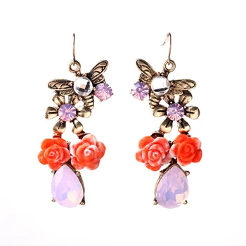

Summer New Style Designer Cute Earring Female Fresh Water Drop Flower Bee Orange Earring For Sale