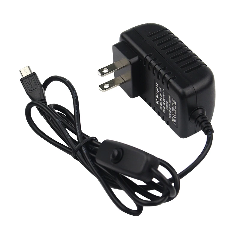 5 в 3A Питание Зарядное устройство адаптер переменного тока Micro USB кабель с Мощность включения/выключения для Raspberry Pi 3 банан pi pro Модель B + плюс