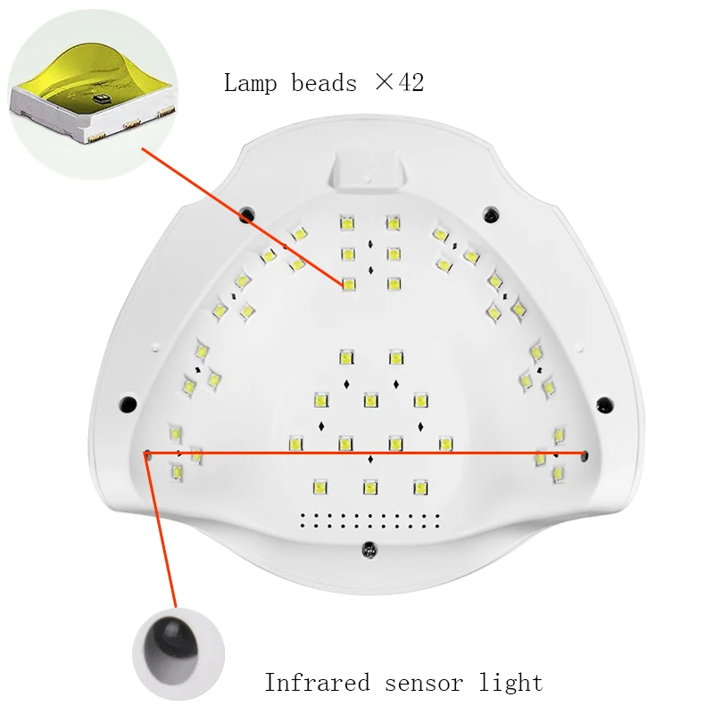 Сушилка для ногтей 42 шт. светодиодный s 90 Вт УФ светодиодный светильник для ногтей лампа для УФ-лечения Гель-лак для ногтей 10 s/30 s/60 s/90 s сенсор ЖК-дисплей