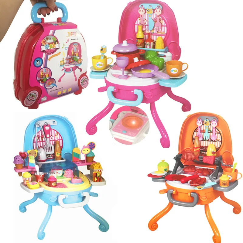 

Children's Kitchen Musical Light Ice Cream Barbecue Cooking Toys Real Life Baby Early Education Toy Pretend Play Birthday QB167