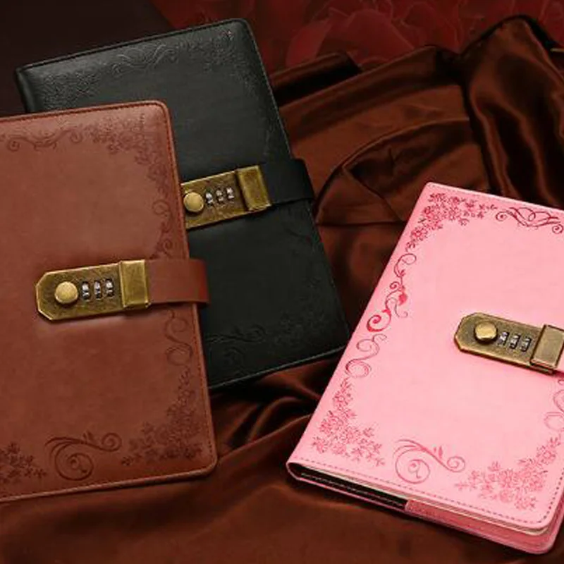 

Vintage code book with lock journal thickened Korean creative hand book student notepad stationery notepad