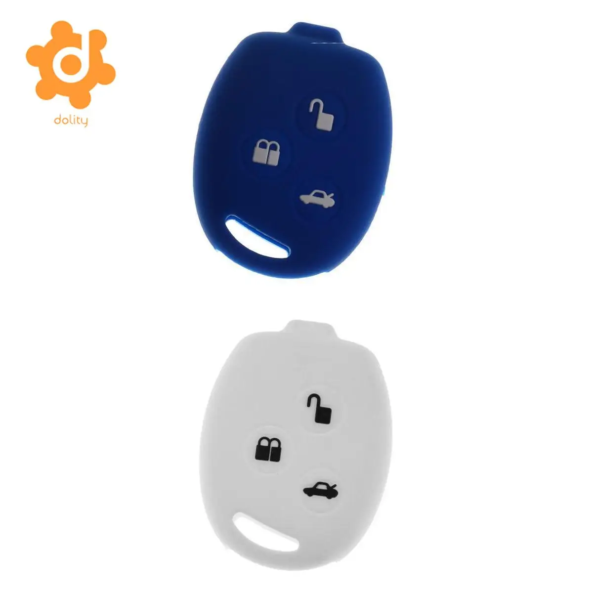 Car Key Shell Fob Case Cover Protector KP-102 for Ford Fiesta Blue+White