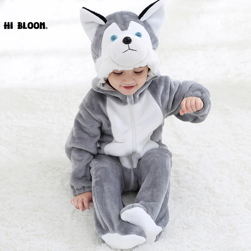 

Cute Flannel Husky Dog Baby Romper NEW Spring Autumn Long Sleeve Bebe Jumpsuit Toddler Onesie Boy Clothes for 0-3 Years Children