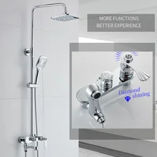 Modern Chrome Bathroom Rainfall Shower Faucet Set Diamond Decorative Mixer Taps With Hand Shower Head Black Shower Set 88320