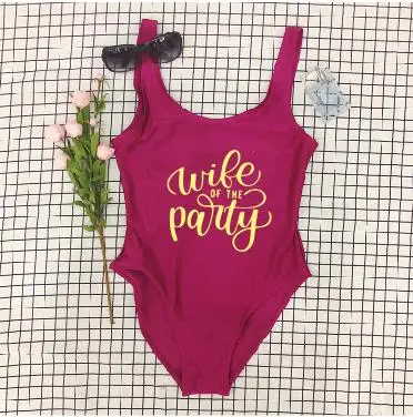 brown bodysuit PADDY DESIGN Wife Of The Party Swimsuit Casual One-piece Women Bathing Suit Wedding Bride Bridesmaid Swimwear For Lady Swimsuits mesh bodysuit