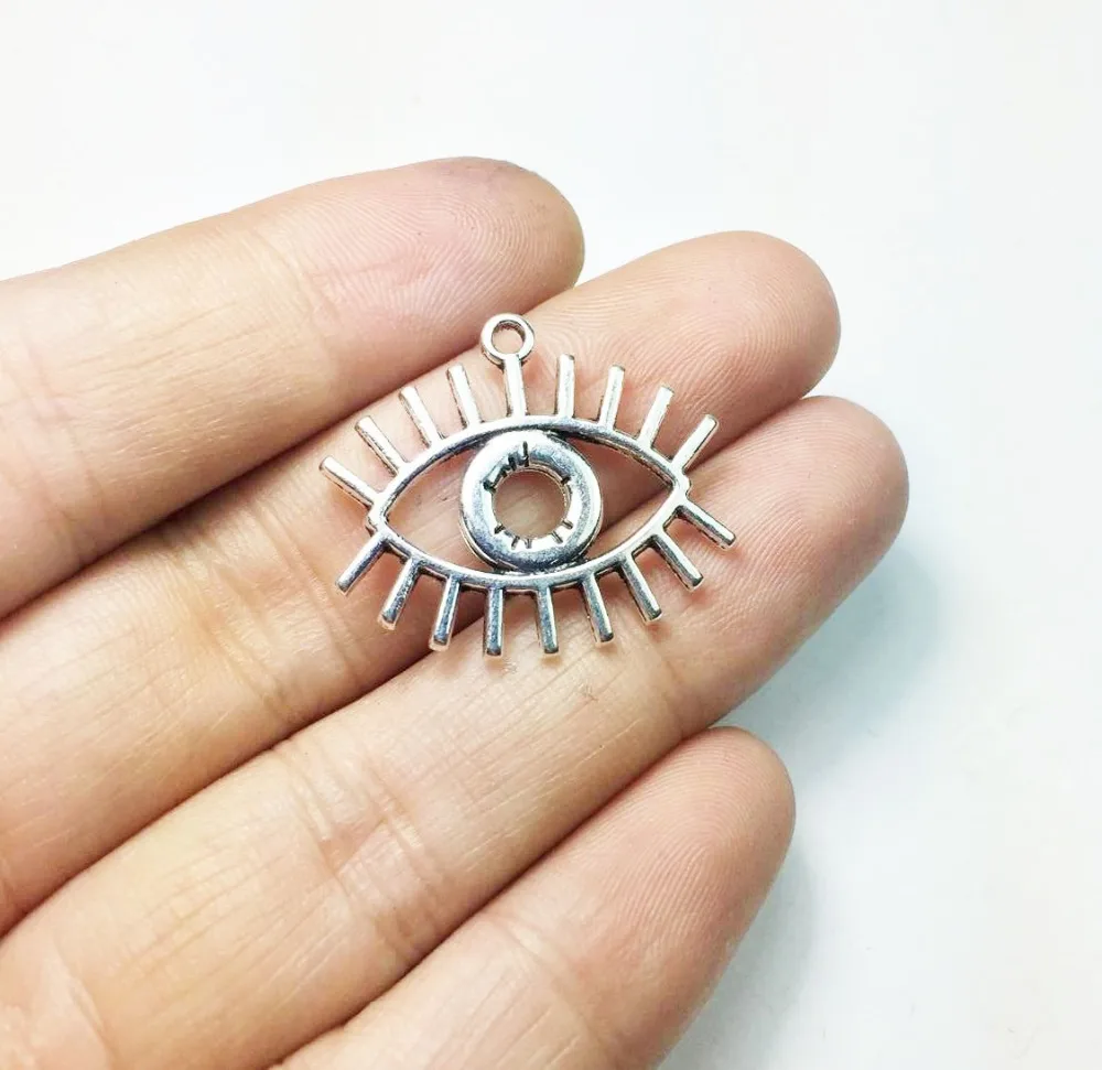 Eruifa 10 шт. 25*20 мм глаз цинковый сплав ожерелье, серьги браслет ювелирные изделия DIY ручной работы 2 цвета золото и Полированное Серебро