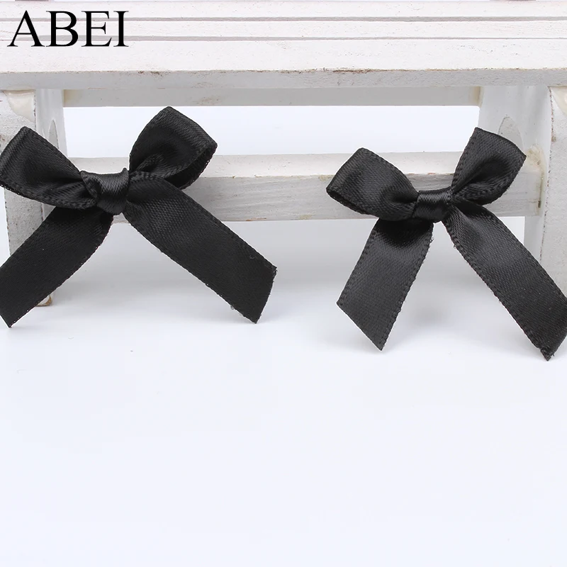 50pcs/lot Black Satin Ribbon Bow Sewing Accessories DIY Bow Ties For Wedding Party Scrapbook Home Decoration