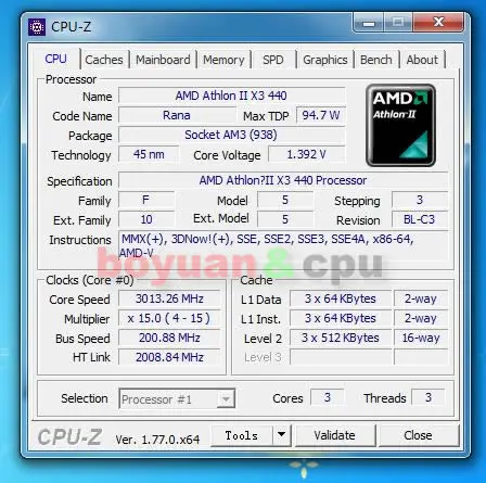 AMD Athlon II X3 440 3 ГГц трехъядерный процессор ADX440WFK32GM Socket AM3