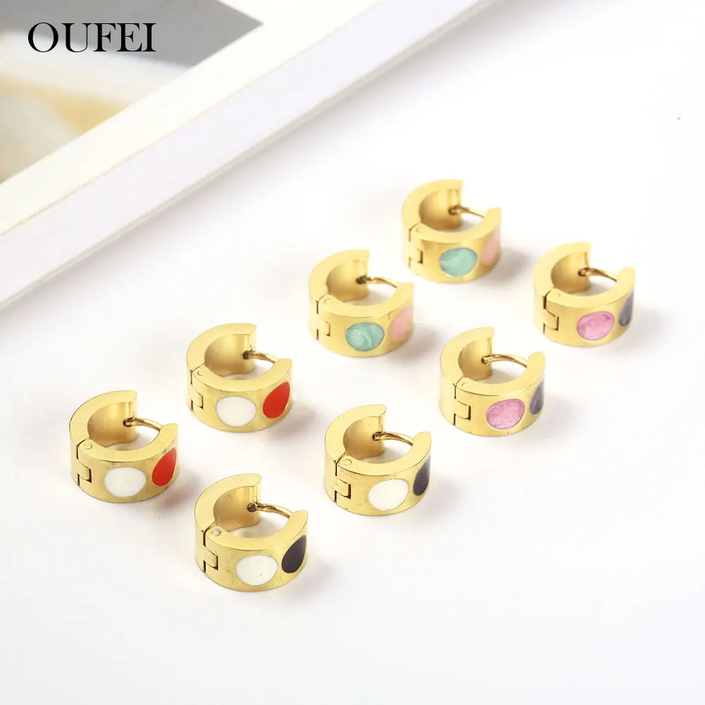 

OUFEI Stainless Steel Earrings For Women Korean Hoop Earrings Fashion Jewelry Accessories Charm Gold Color Earrings